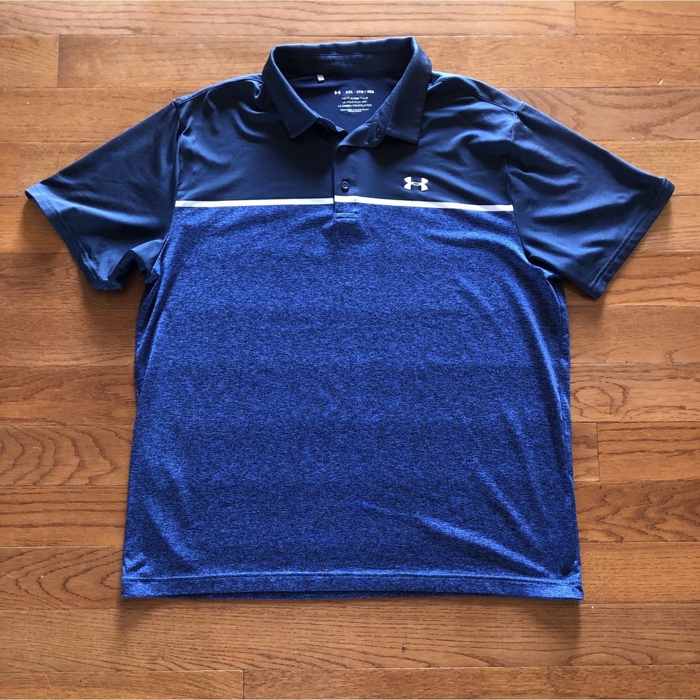 Under Armour The Playoff Polo Shirt Blue S/S Performance Golf Men's 2XL